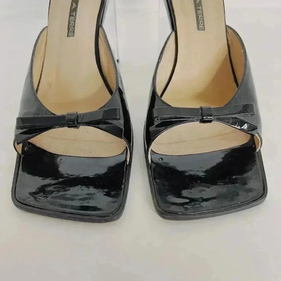Y2K Pied A Terre Vintage Patent Leather Square Toe Acrylic Heels - Picture 5 of 9